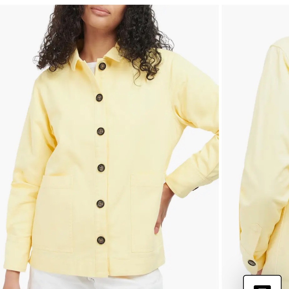 Barbour Leilani Overshirt Yellow Cotton Button Front Jacket Size US 14